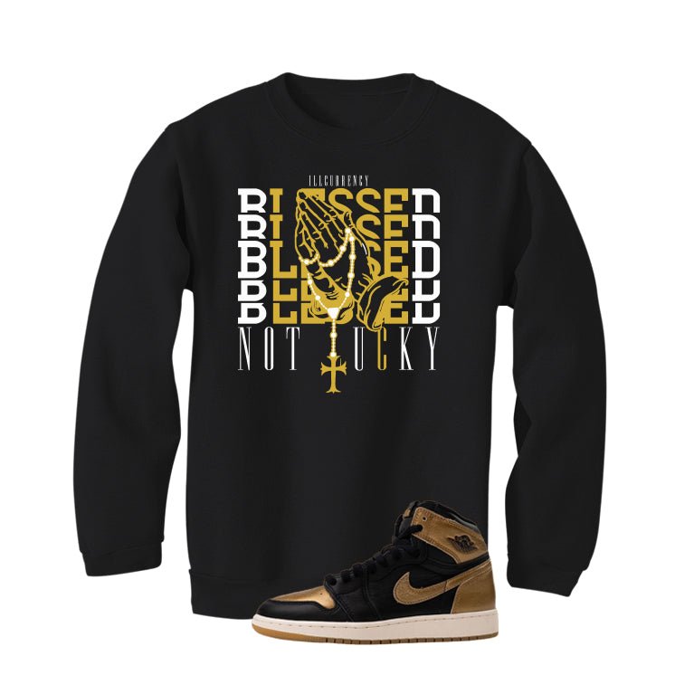 Air Jordan 1 High OG Metallic Gold Black T-Shirt (Blessed product image 4