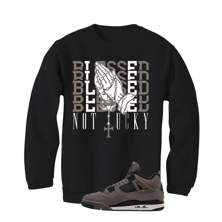 Air Jordan 4 Cave Stone Black T-Shirt (Blessed not lucky) product image 4