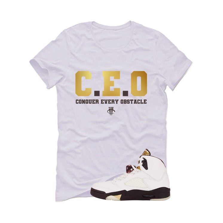 Air Jordan 5 Earth/Metallic Gold White T-Shirt (CEO) product image 2