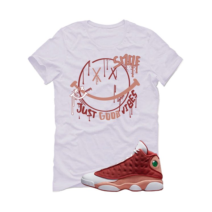 Air Jordan 13 Dune Red White T-Shirt (Smile)| illcurrency product image 2