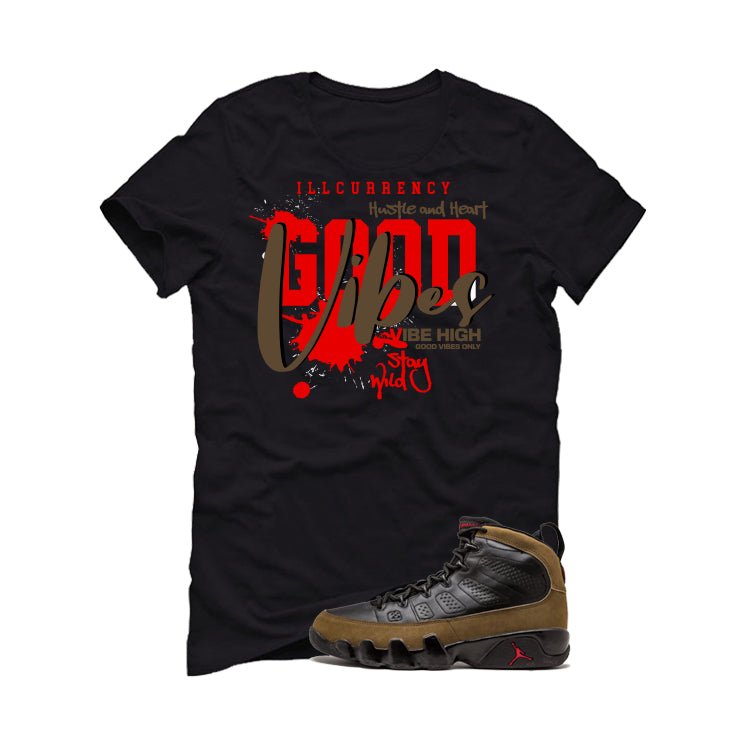 Air Jordan 9 Olive Black T-Shirt (Good Vibes)| illcurrency product image 2