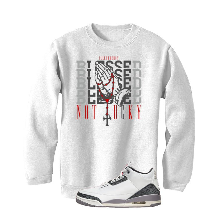 Air Jordan 3 Cement Grey White T-Shirt (Blessed not lucky) product image 4