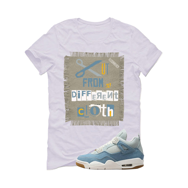 Air Jordan 4 Denim Worn Blue White T-Shirt (Cut from a product image 2