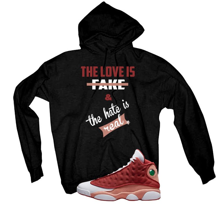 Air Jordan 13 Dune Red Black T-Shirt (Love is Fake) product image 3