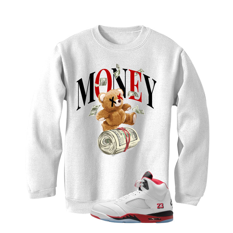 Air Jordan 5 Fire Red Black Tongue White T-Shirt (Money product image 4