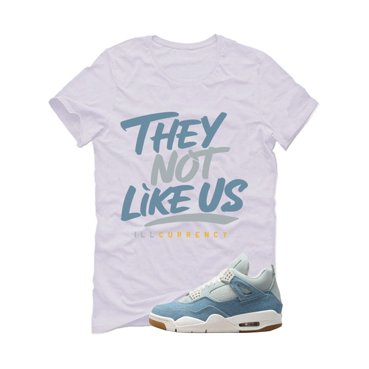 Air Jordan 4 Denim Worn Blue White T-Shirt (They not like product image 2