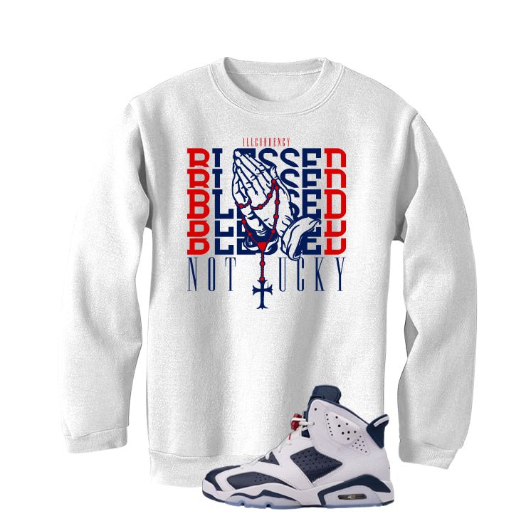 Air Jordan 6 Olympic White T-Shirt (Blessed not lucky) product image 3