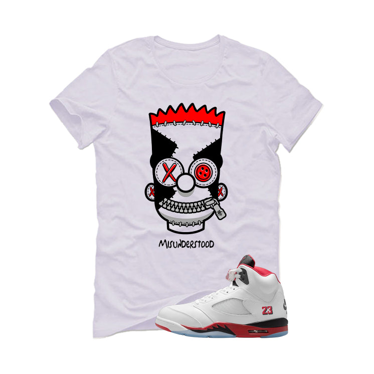Air Jordan 5 Fire Red Black Tongue White T-Shirt product image 2