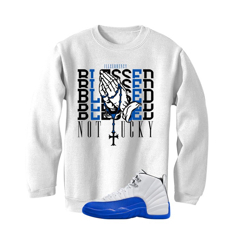 Air Jordan 12 Blueberry White T-Shirt (Blessed not lucky) product image 4