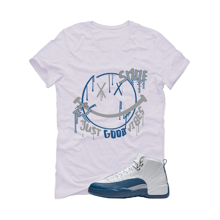 Air Jordan 12 French Blue White T-Shirt (Smile)| illcurrency product image 2