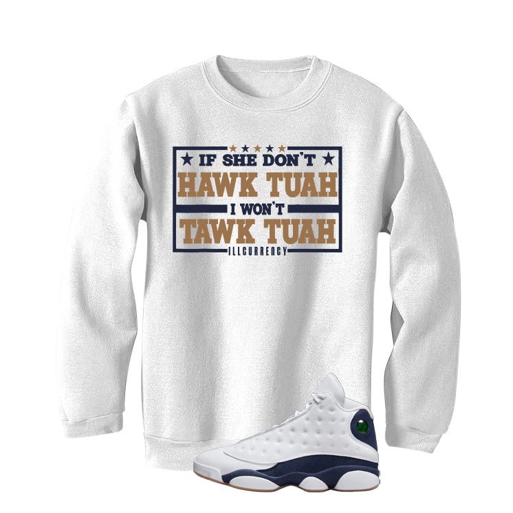 Air Jordan 13 Midnight Navy White T-Shirt (Hawk Tuah) product image 4