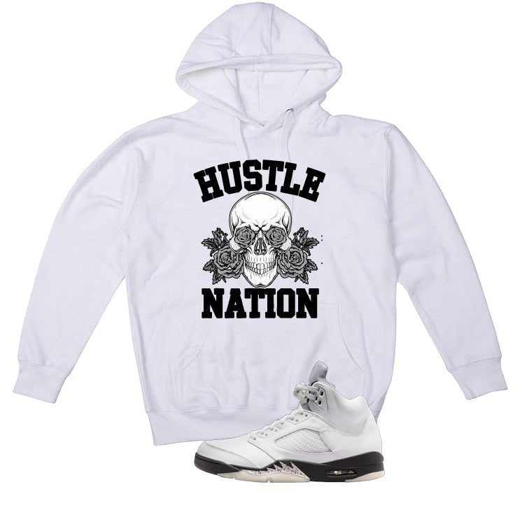 Air Jordan 5 White Black T-Shirt (Hustle Nation) product image 3