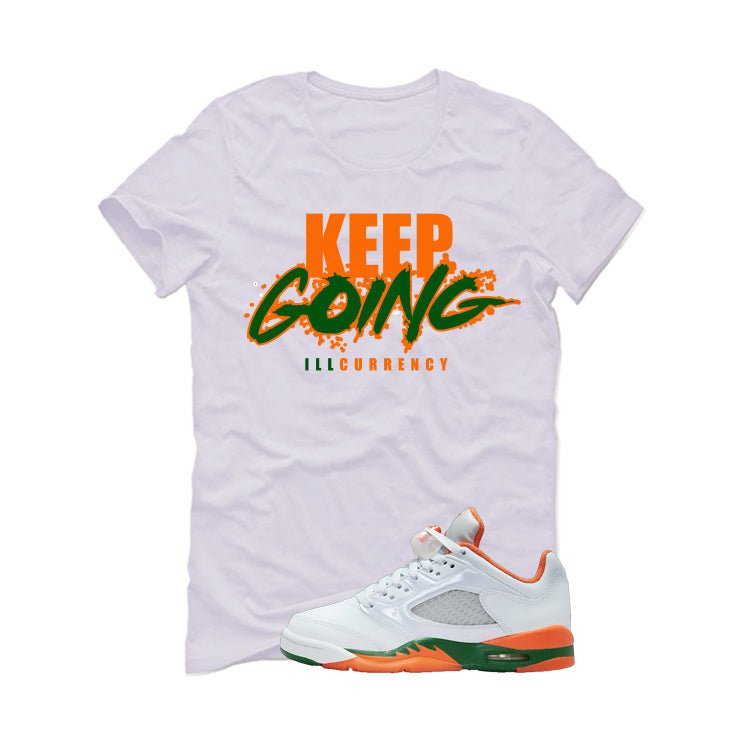 Air Jordan 5 GS Miami Hurricanes White T-Shirt (keep product image 2