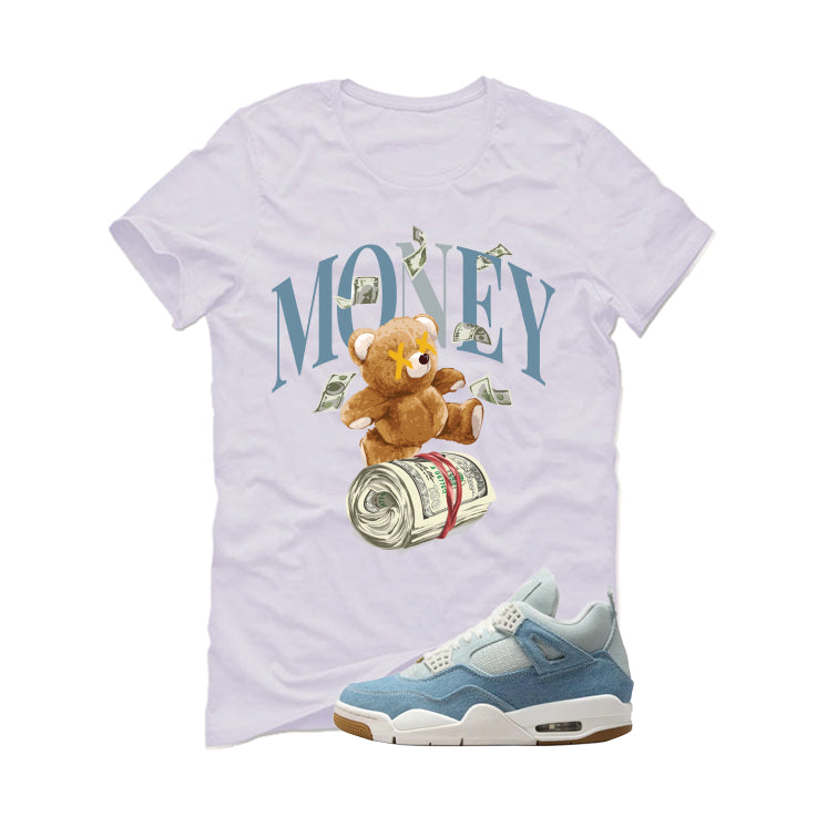 Air Jordan 4 Denim Worn Blue White T-Shirt (Money Bear product image 2