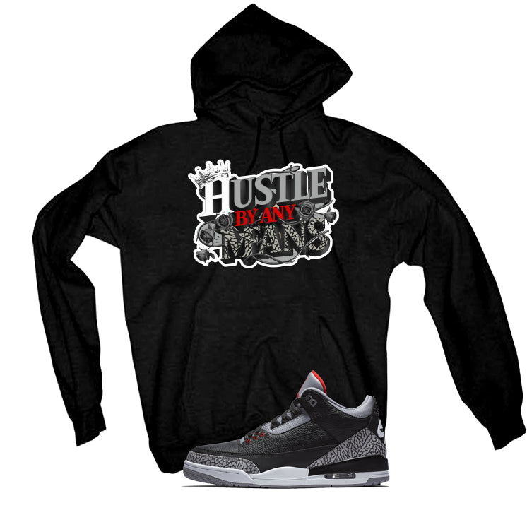 Air Jordan 3 Black Cement T-Shirt (Hustle By Any Means) product image 3