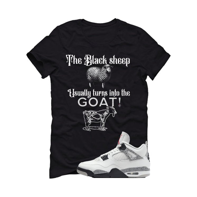 Air Jordan 4 White Cement Black T-Shirt (the sheep usually product image 2