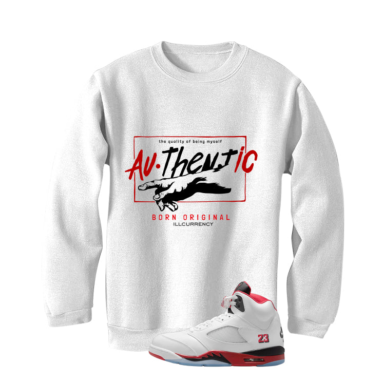Air Jordan 5 Fire Red Black Tongue White T-Shirt product image 4