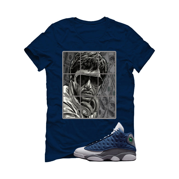 Air Jordan 13 Flint Navy Blue T-Shirt (Pacino)| illcurrency product image 2
