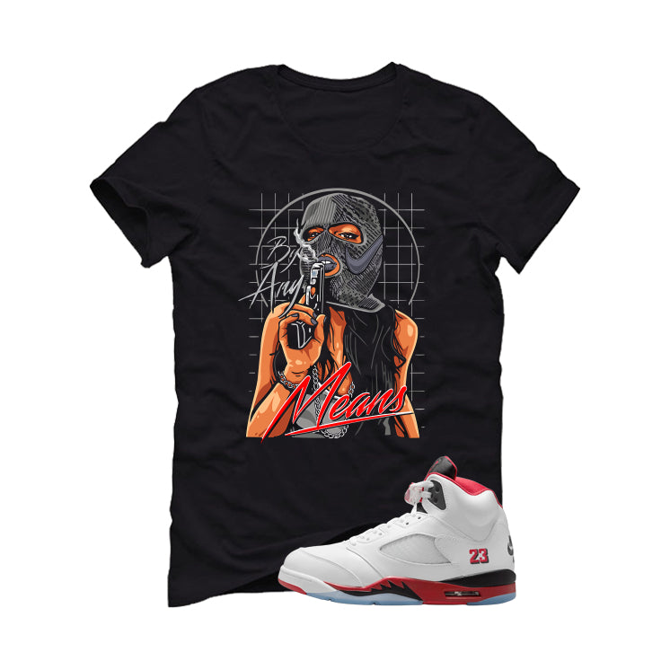 Air Jordan 5 Fire Red Black Tongue T-Shirt (By Any Means) product image 2