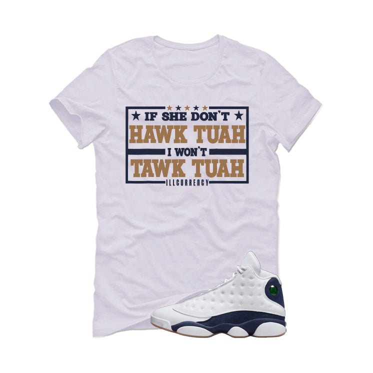 Air Jordan 13 Midnight Navy White T-Shirt (Hawk Tuah) product image 2