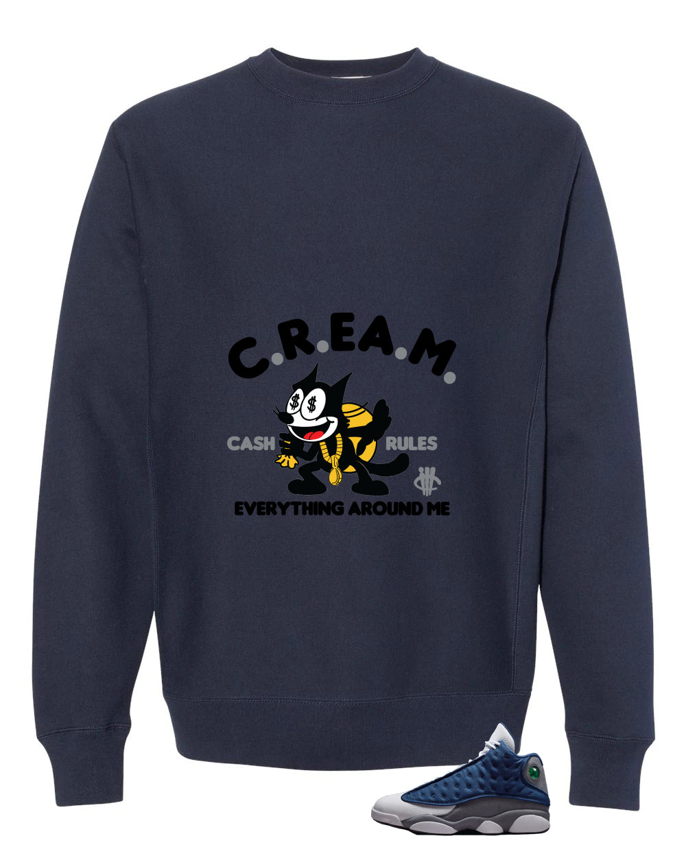 Air Jordan 13 Flint Navy Blue T-Shirt (Cream)| illcurrency product image 4