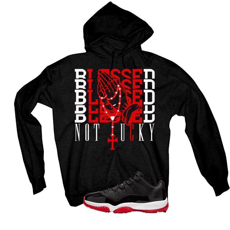 Air Jordan 11 Low Bred Black T-Shirt (Blessed not lucky) product image 3