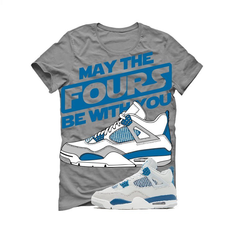 Air Jordan 4 Military Blue Grey T-Shirt (may the four's be product image 2