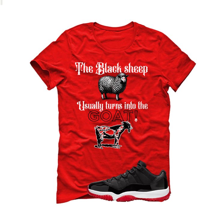 Air Jordan 11 Low Bred Red T-Shirt (the black sheep usually product image 2