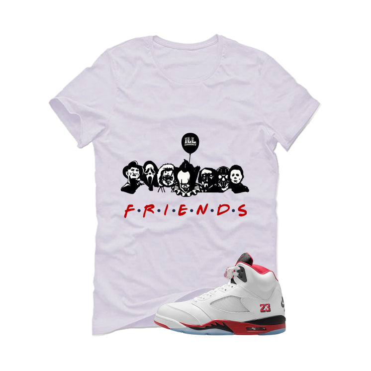 Air Jordan 5 Fire Red Black Tongue White T-Shirt (Friends) product image 2