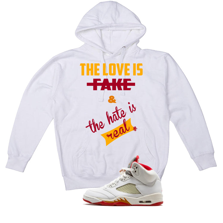 Air Jordan 5 Sunset Matching T-Shirt Love Is Fake product image 3