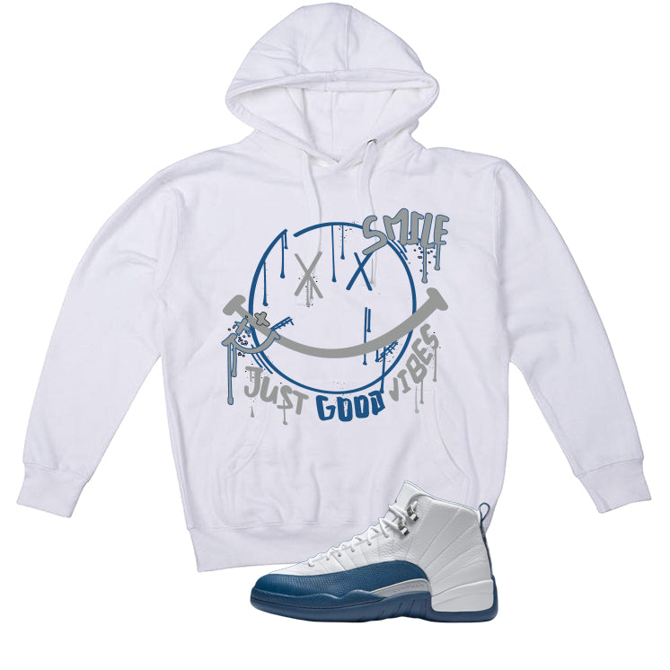 Air Jordan 12 French Blue White T-Shirt (Smile)| illcurrency product image 3