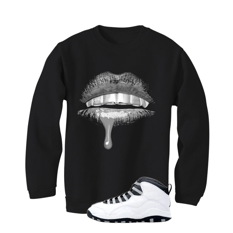 Air Jordan 10 OG Steel Black T-Shirt (Lips)| illcurrency product image 4
