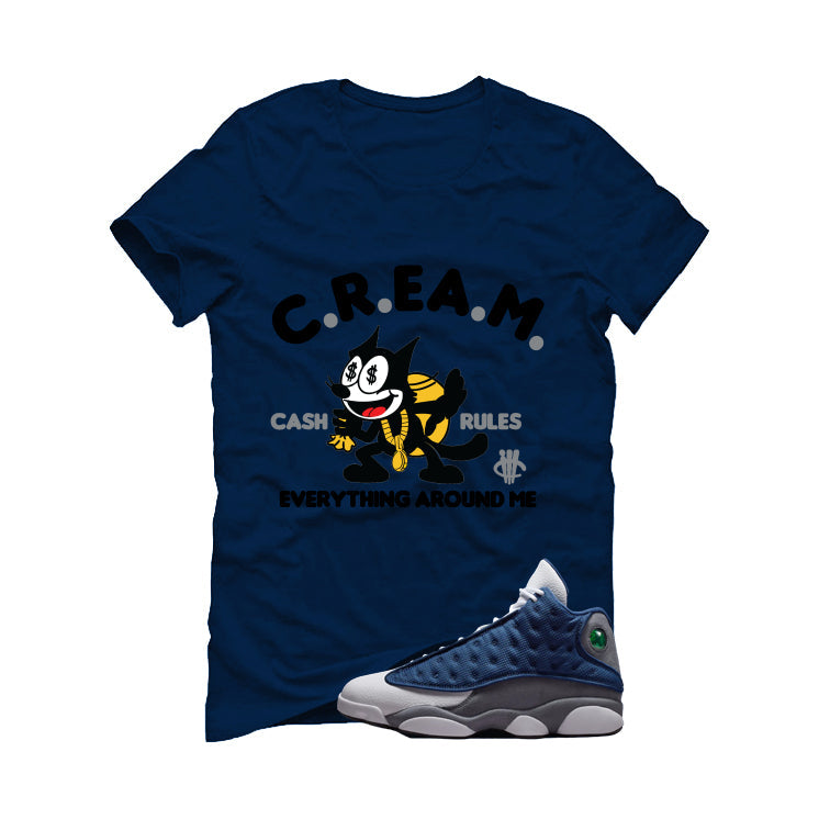 Air Jordan 13 Flint Navy Blue T-Shirt (Cream)| illcurrency product image 2