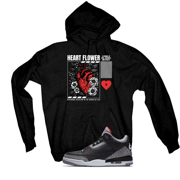 Air Jordan 3 Black Cement T-Shirt (Heart Flower) product image 3