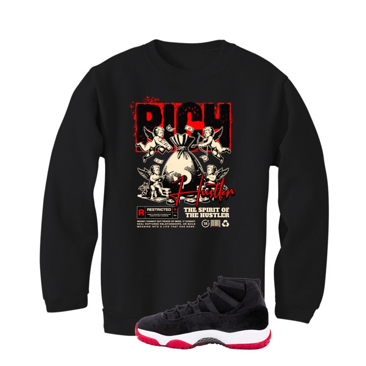 Air Jordan 11 Bred Velvet Black T-Shirt (Rich Hustler) product image 4