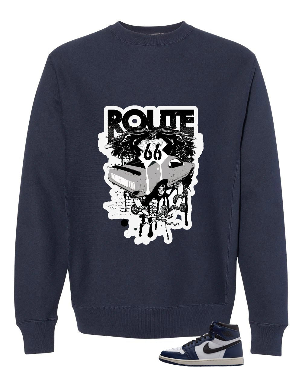 Air Jordan 1 High OG Midnight Navy Blue T-Shirt (Route 66 product image 4