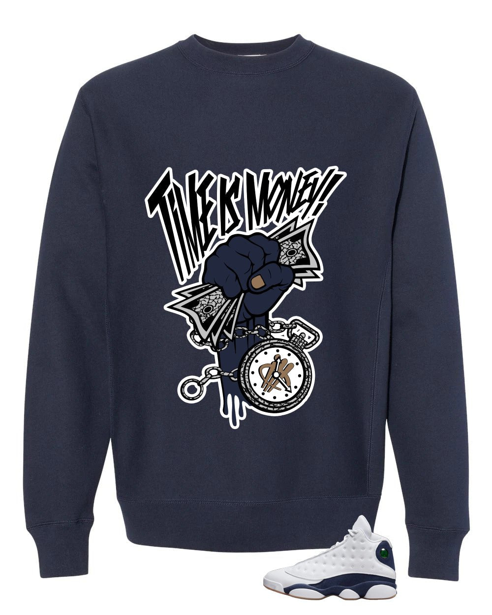 Air Jordan 13 Midnight Navy Blue T-Shirt (Time Is Money) product image 4