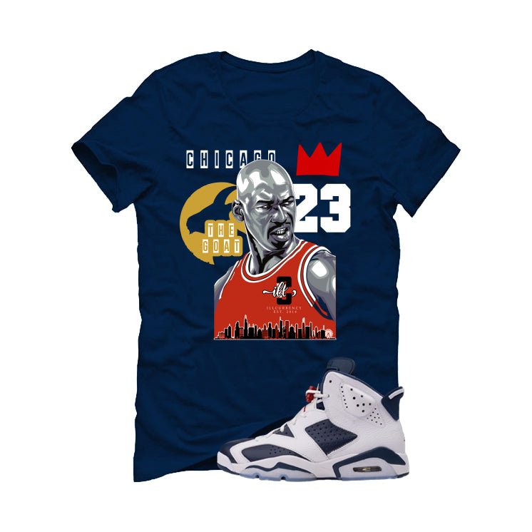 Air Jordan 6 Olympic Navy Blue T-Shirt (GOAT)| illcurrency product image 2