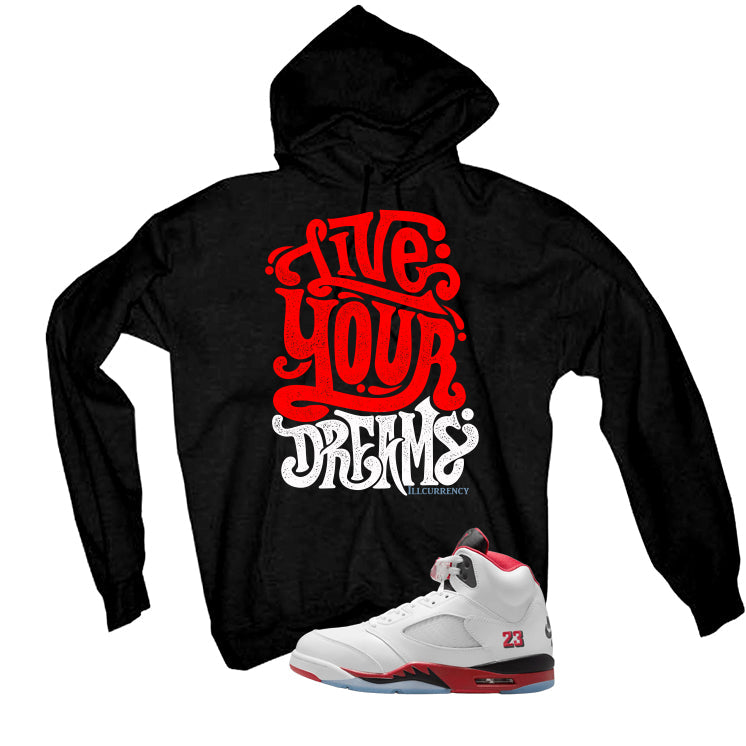 Air Jordan 5 Fire Red Black Tongue T-Shirt (Live Your product image 3