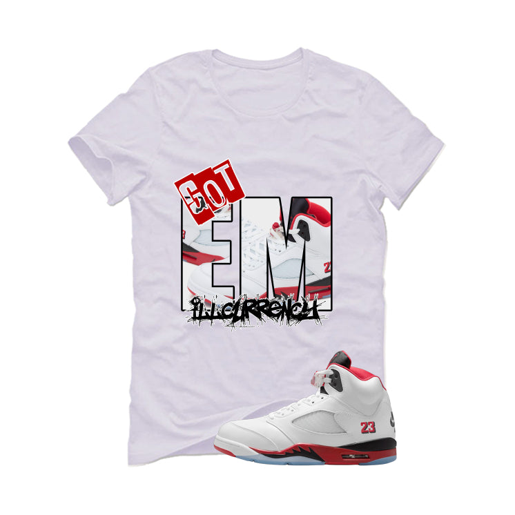 Air Jordan 5 Fire Red Black Tongue White T-Shirt (GOT EM) product image 2