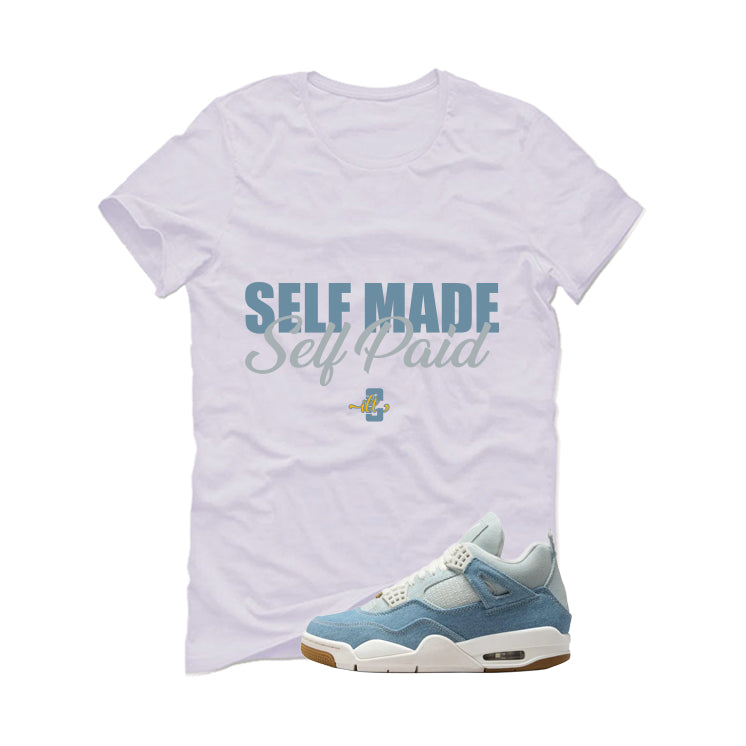 Air Jordan 4 Denim Worn Blue White T-Shirt (Self Made product image 2