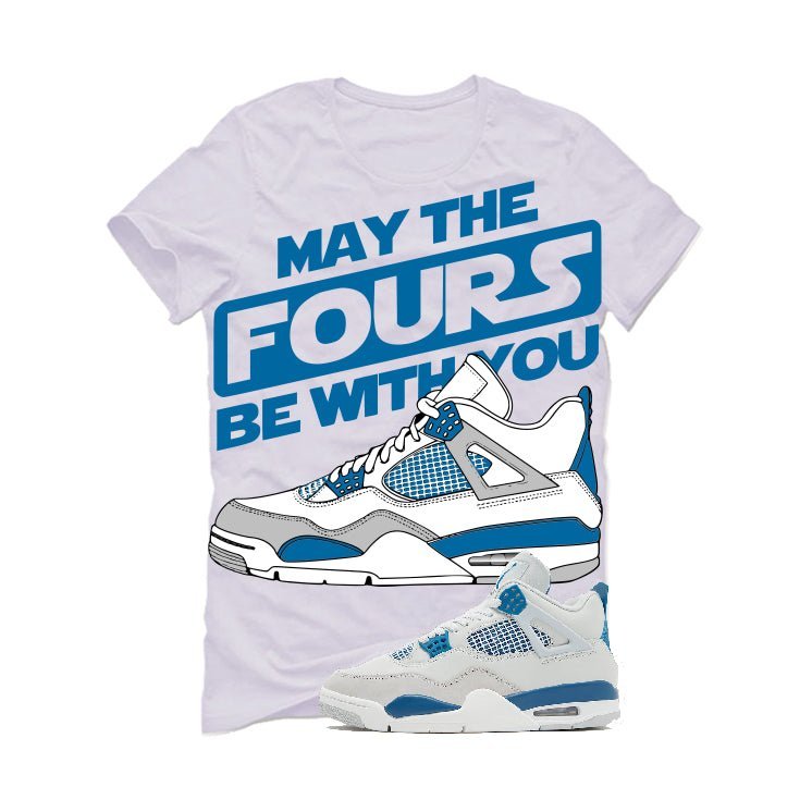 Air Jordan 4 Military Blue White T-Shirt (may the four's be product image 2