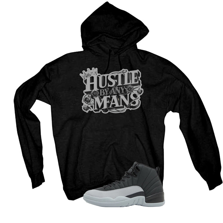 Air Jordan 12 Black/Wolf Grey Black T-Shirt (Hustle By Any product image 3