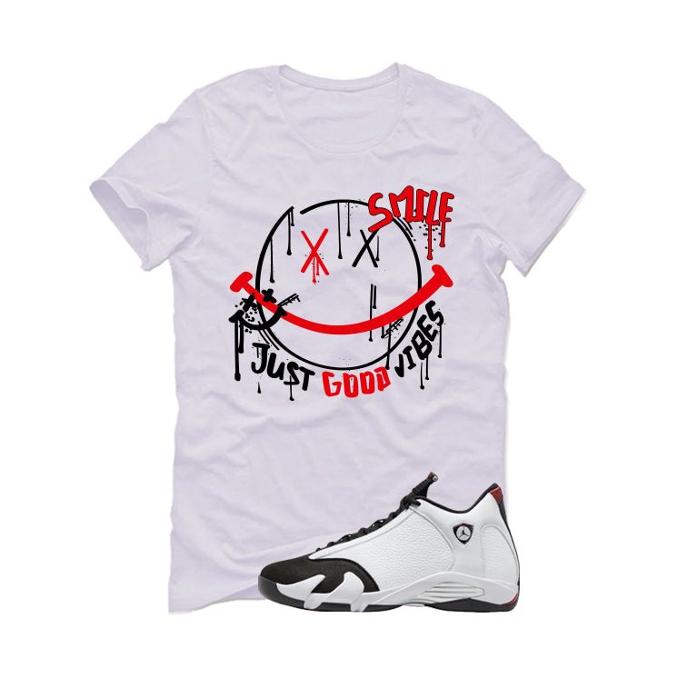 Air Jordan 14 Black Toe White T-Shirt (Smile)| illcurrency product image 2