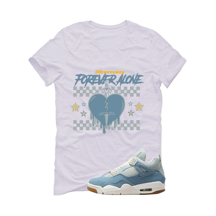 Air Jordan 4 Denim Worn Blue White T-Shirt (Forever Alone) product image 2