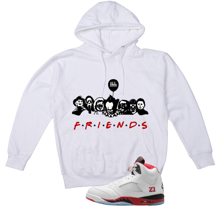 Air Jordan 5 Fire Red Black Tongue White T-Shirt (Friends) product image 3