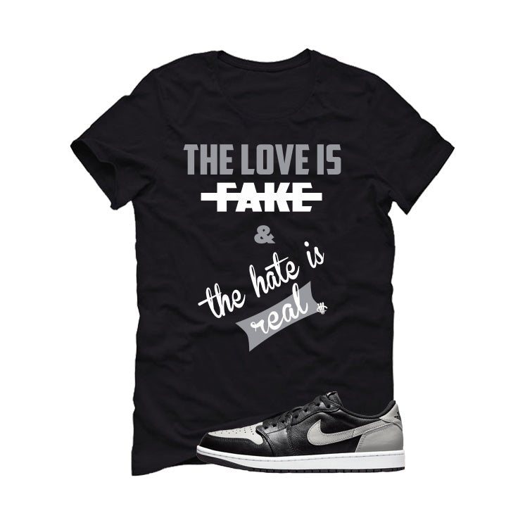 Air Jordan 1 Low OG Shadow Black T-Shirt (Love is Fake) product image 2