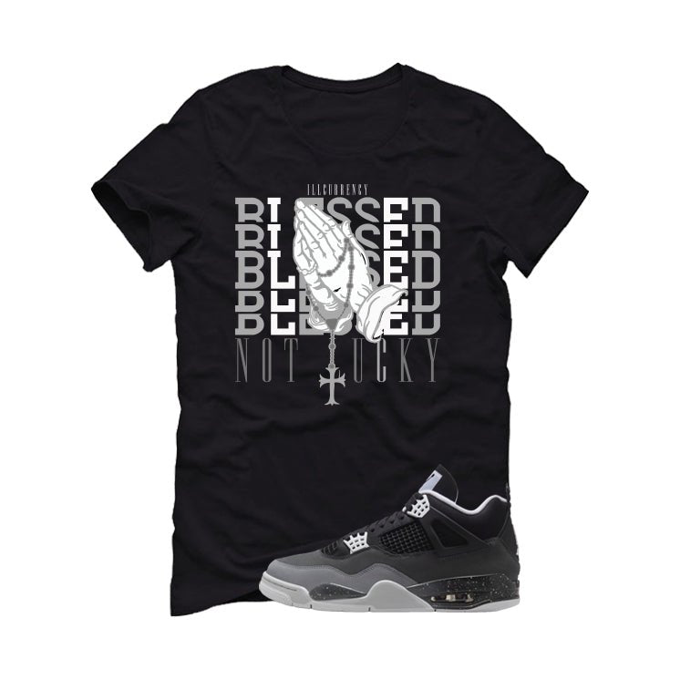Air Jordan 4 Fear Pack Black T-Shirt (Blessed not lucky) product image 2