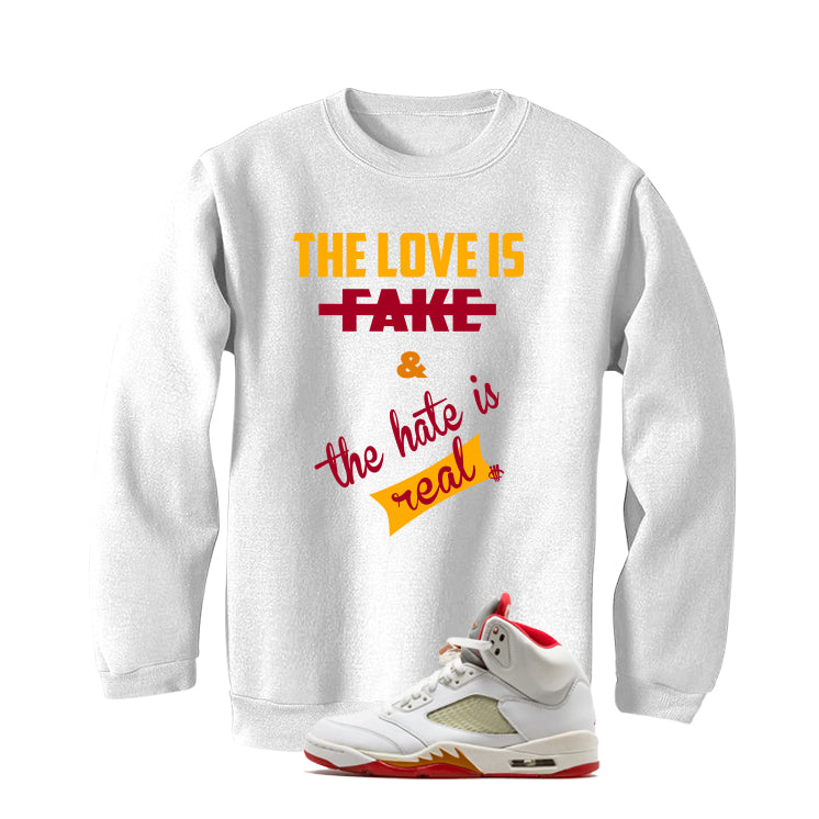 Air Jordan 5 Sunset Matching T-Shirt Love Is Fake product image 4