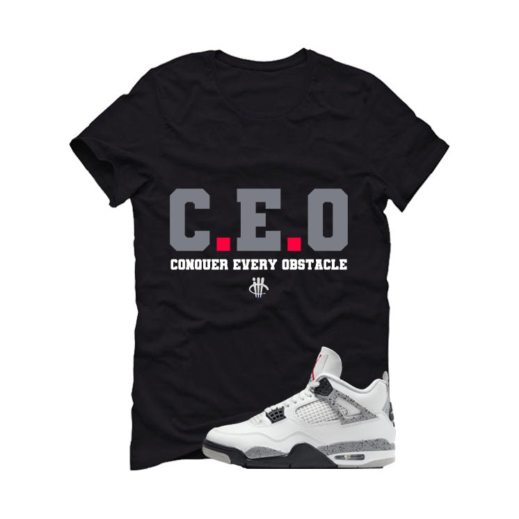 Air Jordan 4 White Cement Black T-Shirt (CEO)| illcurrency product image 2